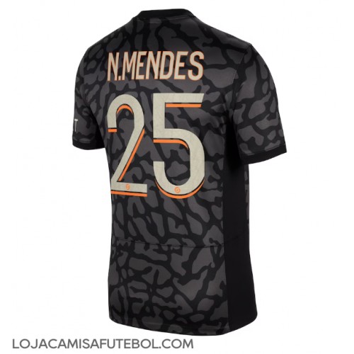 Camisa de Futebol Paris Saint-Germain Nuno Mendes #25 Equipamento Alternativo 2023-24 Manga Curta